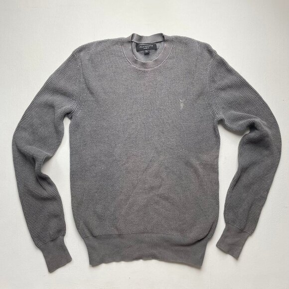 AllSaints waffle knit crewneck pullover thermal fitted sweater All Saints - Picture 1 of 9